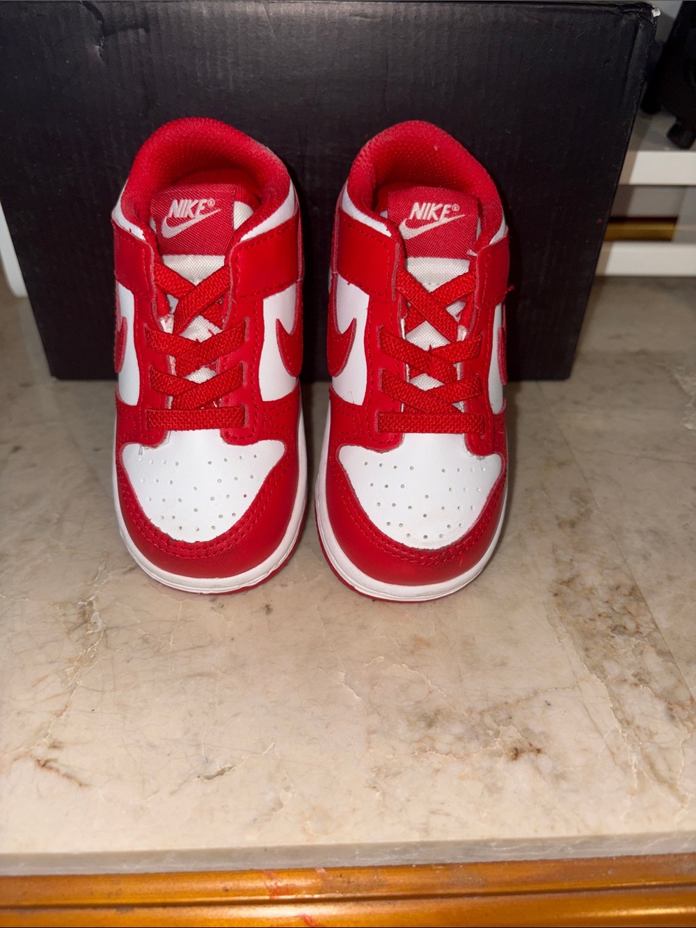 Nike Dunk Kids' Red and White Low-Top Sneakers 7C